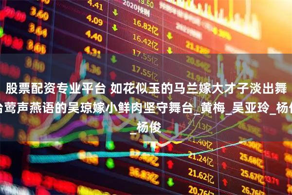 股票配资专业平台 如花似玉的马兰嫁大才子淡出舞台莺声燕语的吴琼嫁小鲜肉坚守舞台_黄梅_吴亚玲_杨俊